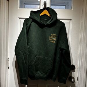 Anti Social Social Club Dark Green Hoodie with Gold Logo